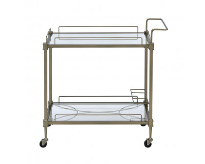 ACME - Aditya Serving Cart in Mirrored/Antique Brass