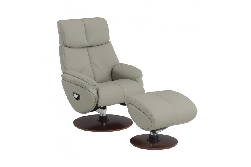 ACME™ Kandoro Motion Accent Chair with Swivel & Ottoman - Gray/Brown Base