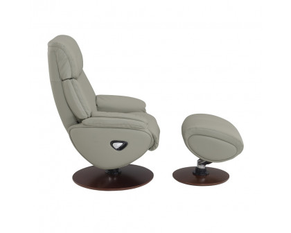 ACME™ Kandoro Motion Accent Chair with Swivel & Ottoman - Gray/Brown Base