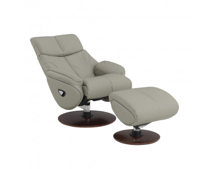 ACME™ Kandoro Motion Accent Chair with Swivel & Ottoman - Gray/Brown Base