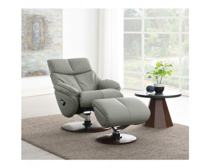 ACME™ Kandoro Motion Accent Chair with Swivel & Ottoman - Gray/Brown Base