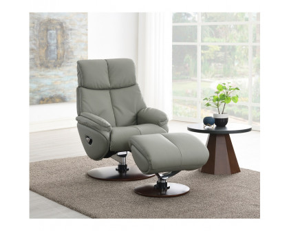 ACME™ Kandoro Motion Accent Chair with Swivel & Ottoman - Gray/Brown Base