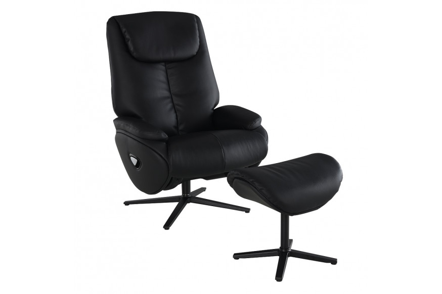 ACME™ Labonita Motion Accent Chair with Swivel & Ottoman - Black/Black