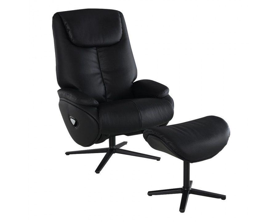 ACME - Labonita Motion Accent Chair with Swivel & Ottoman in Black/Black