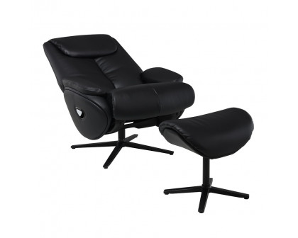 ACME™ Labonita Motion Accent Chair with Swivel & Ottoman - Black/Black