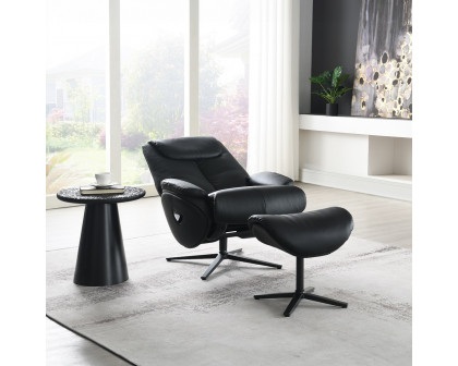 ACME™ Labonita Motion Accent Chair with Swivel & Ottoman - Black/Black