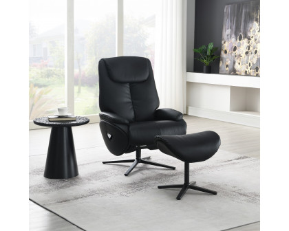 ACME™ Labonita Motion Accent Chair with Swivel & Ottoman - Black/Black