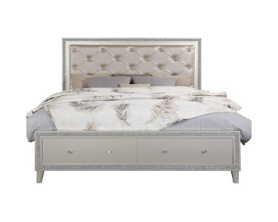 ACME - Sliverfluff CK Bed with Led & Storages in Champagne