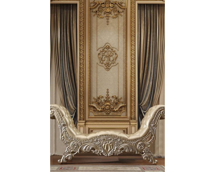 ACME - Vatican Bench in Light Gold/Champagne Silver