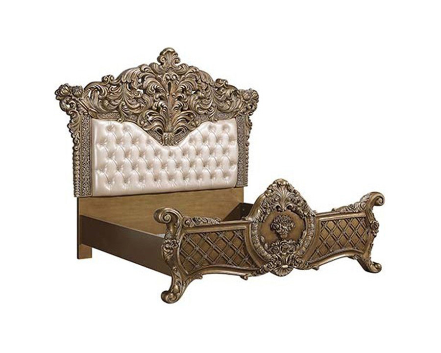 ACME - Constantine EK Bed in Light Gold/Brown/Gold