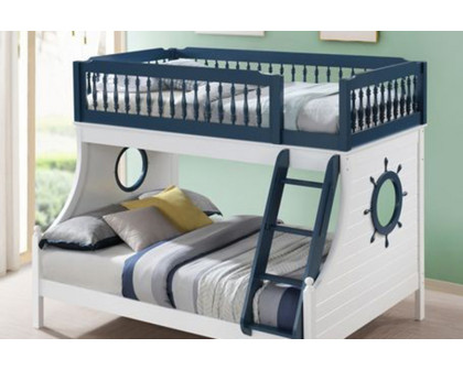 ACME Farah Twin Over Full Bunk Bed - Navy Blue and White Finish