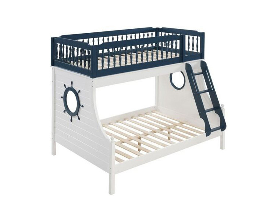 ACME Farah Twin Over Full Bunk Bed - Navy Blue and White Finish