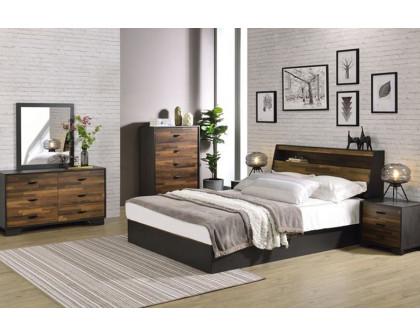 ACME - Eos Queen Bed with Storage in Walnut/Black