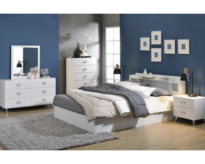 ACME - Perse Queen Bed with Storage in White