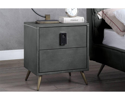 ACME - Doris Nightstand with USB & Electric Lock in Gray