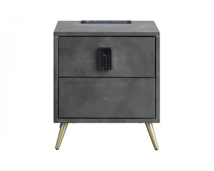 ACME - Doris Nightstand with USB & Electric Lock in Gray