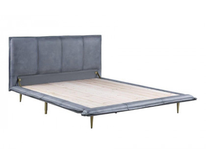 ACME Metis Bed - Gray Top Grain Leather, Queen Size