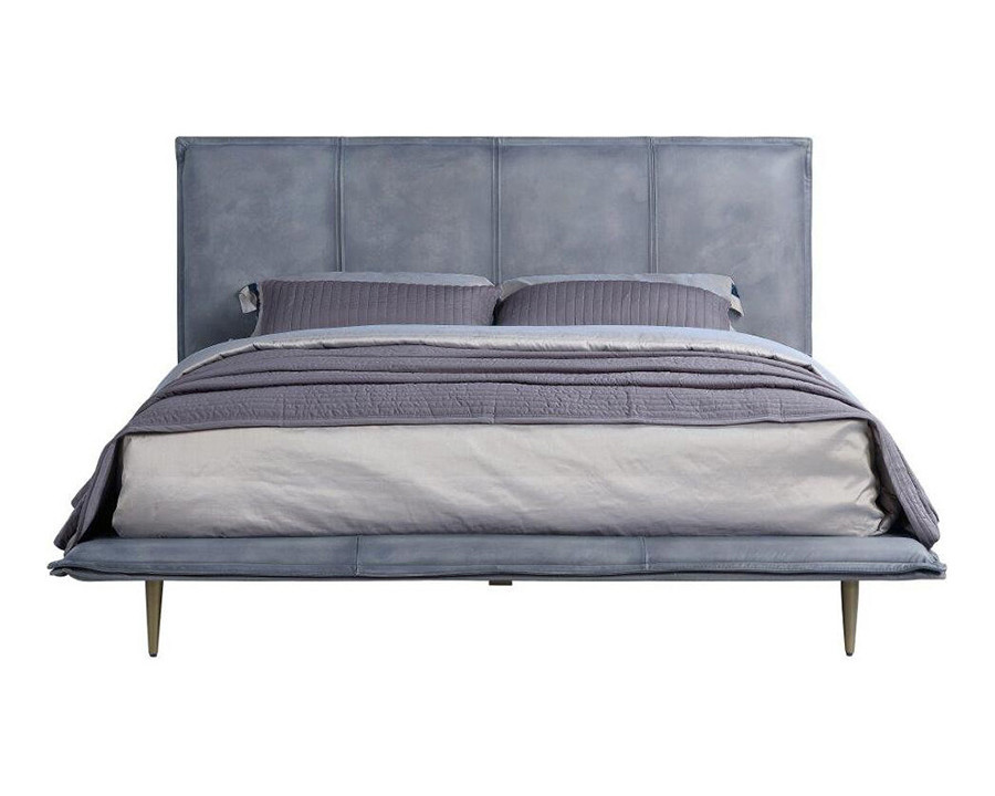 ACME Metis Bed - Gray Top Grain Leather, Queen Size