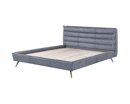 ACME Doris Bed - Gray Top Grain Leather, Eastern King Size