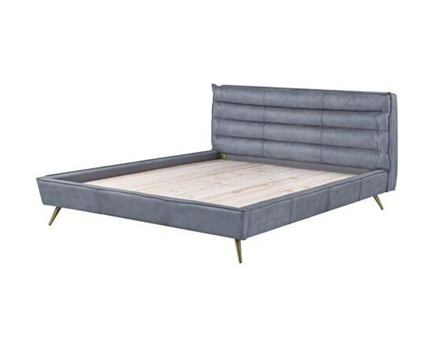 ACME Doris Bed - Gray Top Grain Leather, Queen Size