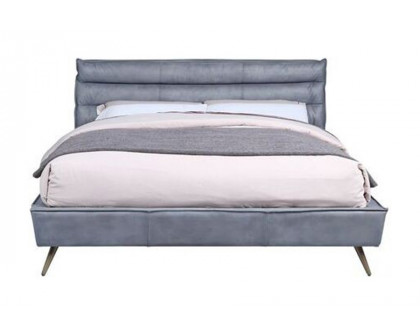 ACME Doris Bed - Gray Top Grain Leather, Queen Size