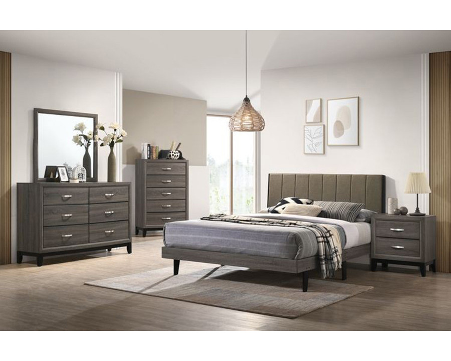 ACME - Valdemar Queen Bed in Brown/Weathered Gray