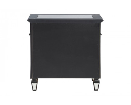 ACME - Varian II Nightstand in Mirrored/Black/Sliver