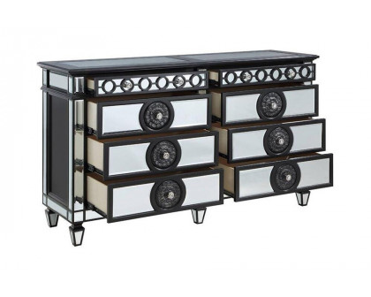 ACME - Varian II Dresser in Mirrored/Black/Sliver