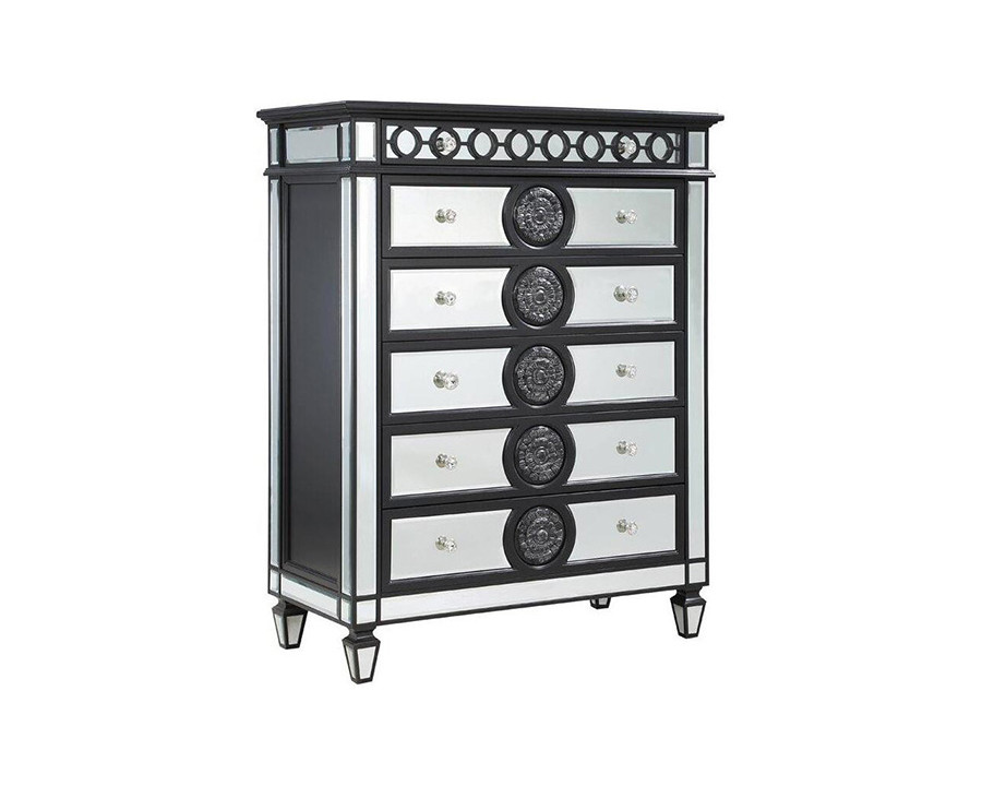 ACME - Varian II Chest in Mirrored/Black/Sliver