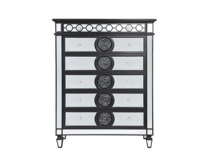 ACME - Varian II Chest in Mirrored/Black/Sliver