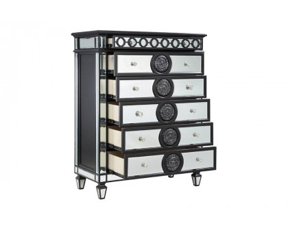 ACME - Varian II Chest in Mirrored/Black/Sliver