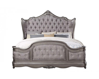 ACME Ariadne EK Bed - Velvet/Antique Platinum