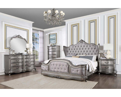 ACME Ariadne EK Bed - Velvet/Antique Platinum