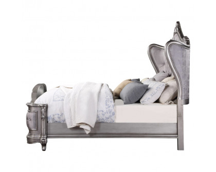 ACME Ariadne Queen Bed - Velvet/Antique Platinum