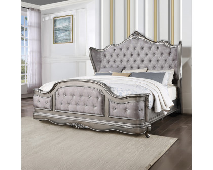 ACME Ariadne Queen Bed - Velvet/Antique Platinum