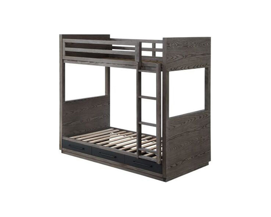 ACME - Estevon Twin/Twin Bunk Bed with Storage in Gray Oak