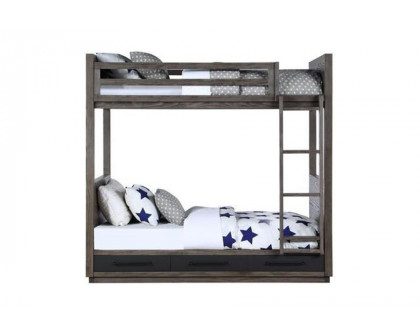 ACME - Estevon Twin/Twin Bunk Bed with Storage in Gray Oak