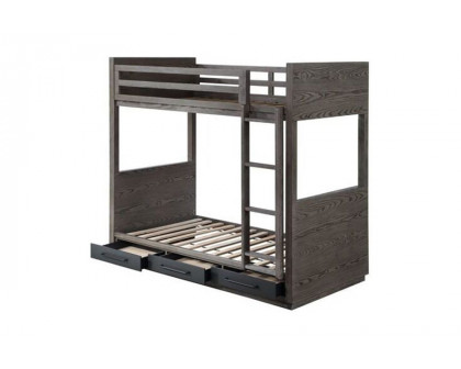 ACME - Estevon Twin/Twin Bunk Bed with Storage in Gray Oak