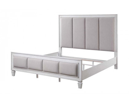 ACME Katia California King Bed - Light Gray/Rustic Gray/Weathered White