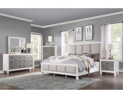 ACME Katia California King Bed - Light Gray/Rustic Gray/Weathered White