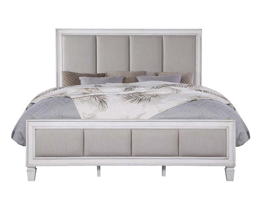 ACME Katia Eastern King Bed - Light Gray/Rustic Gray/Weathered White