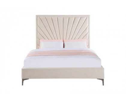 ACME Faiz Eastern King Bed - Beige Velvet