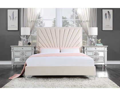 ACME Faiz Queen Bed - Beige Velvet