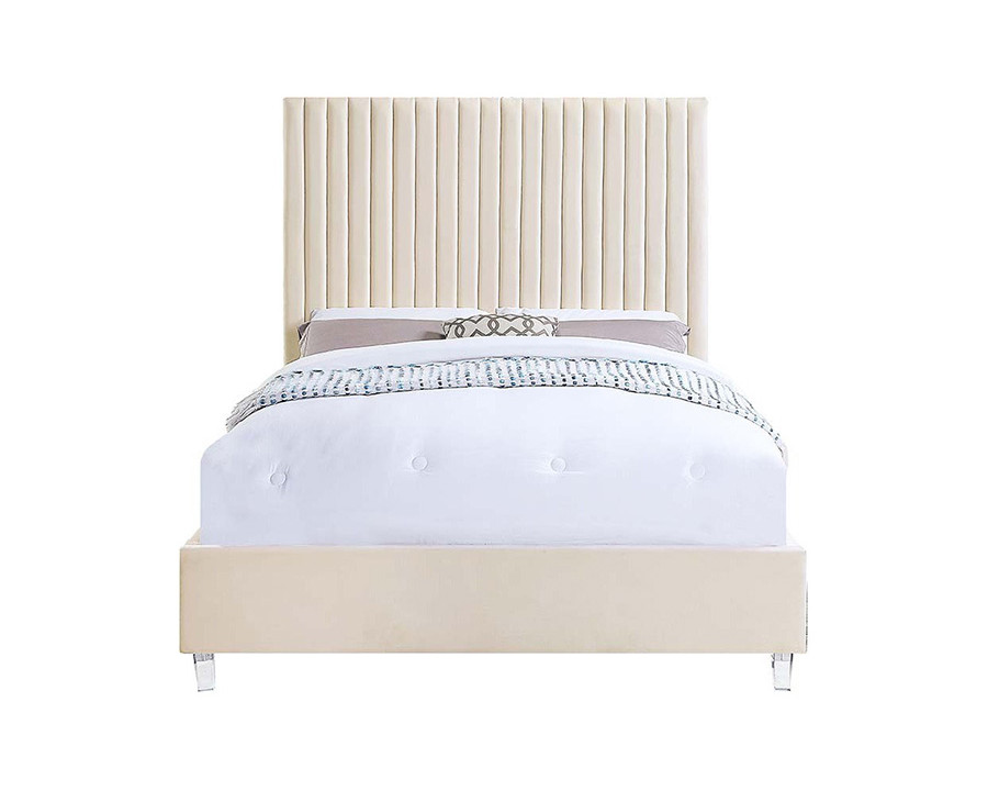 ACME Edzia Queen Bed - Beige Velvet