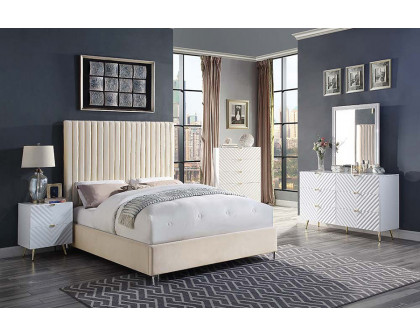 ACME Edzia Queen Bed - Beige Velvet