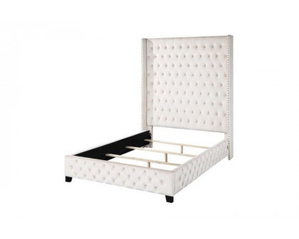 ACME Fabrice Eastern King Bed - Beige Velvet