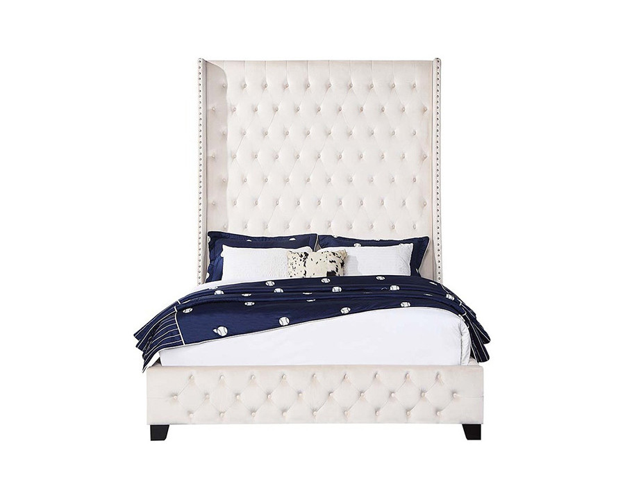 ACME Fabrice Queen Bed - Beige Velvet