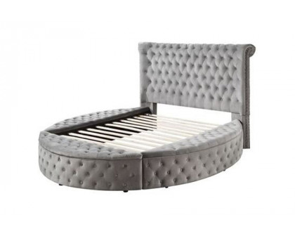 ACME Gaiva Eastern King Bed with Storage - Gray Velvet