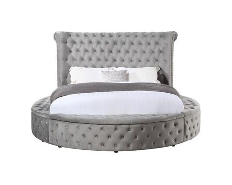 ACME Gaiva Eastern King Bed with Storage - Gray Velvet