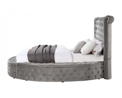 ACME Gaiva Queen Bed with Storage - Gray Velvet